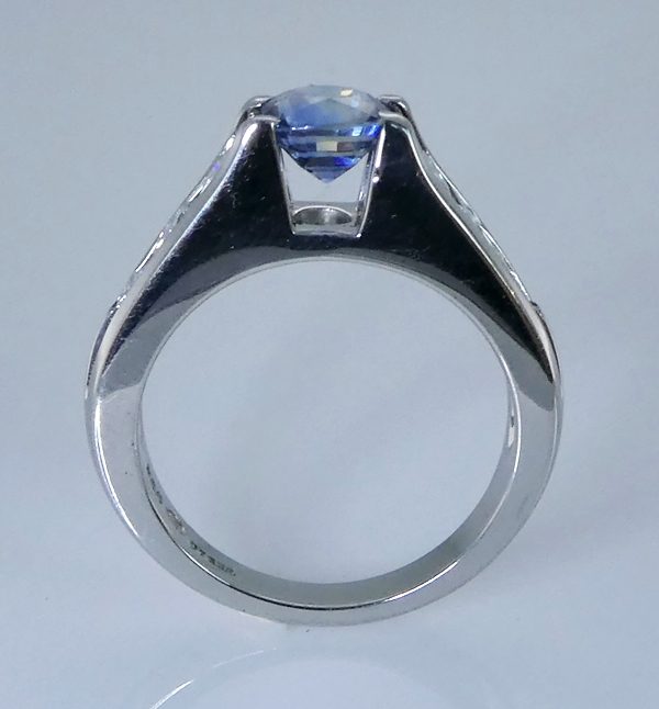 1.16CT CERTIFIED BLUE SAPPHIRE & 0.54CT DIAMONDS SOLID PLATINUM RING