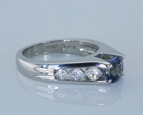 1.16CT CERTIFIED BLUE SAPPHIRE & 0.54CT DIAMONDS SOLID PLATINUM RING