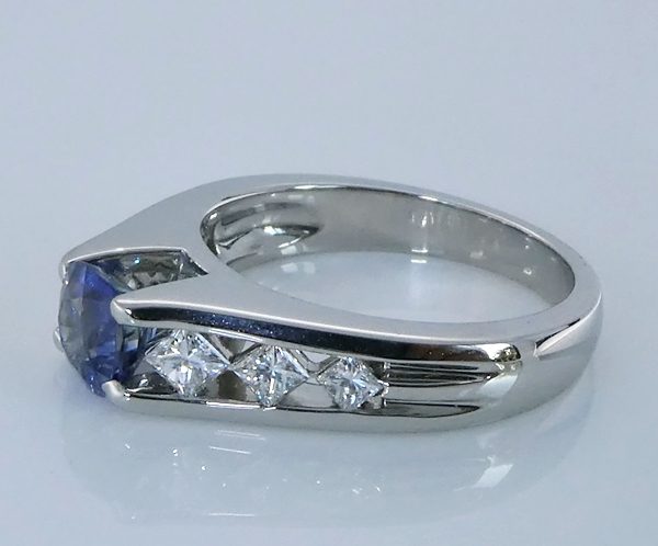 1.16CT CERTIFIED BLUE SAPPHIRE & 0.54CT DIAMONDS SOLID PLATINUM RING