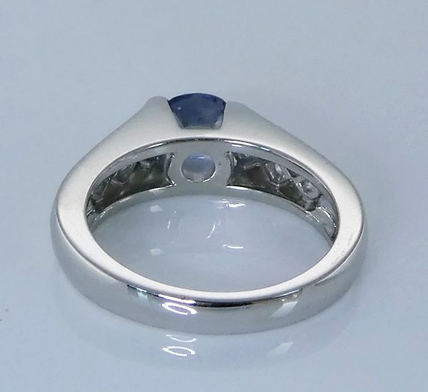 1.16CT CERTIFIED BLUE SAPPHIRE & 0.54CT DIAMONDS SOLID PLATINUM RING