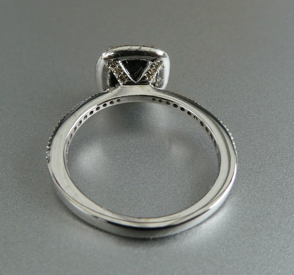 2.20CT NATURAL BLACK & COGNAC DIAMOND 14K SOLID WHITE GOLD RING