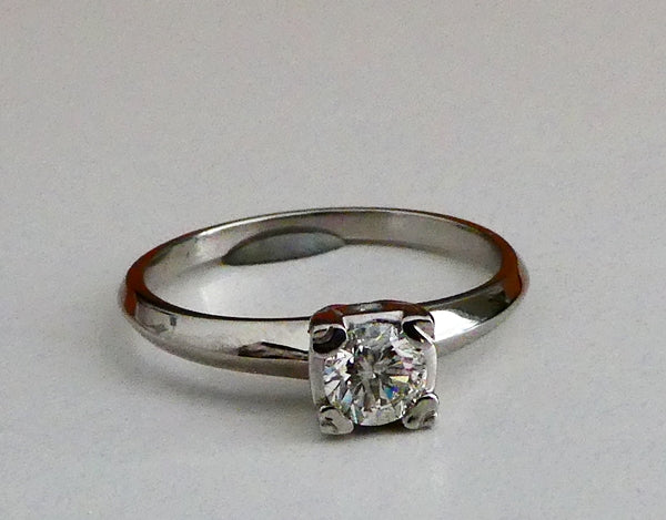0.39CT CERTFIED 100% NATURAL SOLITAIRE ROUND DIAMOND SOLID PLATINUM RING 3.80gr