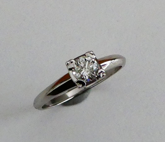0.39CT CERTFIED 100% NATURAL SOLITAIRE ROUND DIAMOND SOLID PLATINUM RING 3.80gr