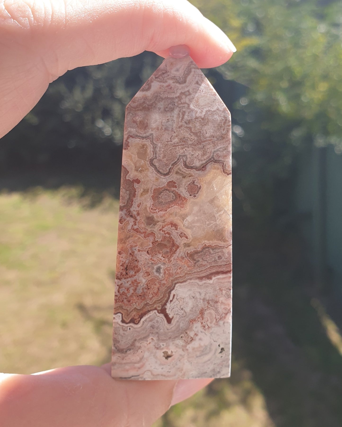 MEXICAN CRAZY LACE AGATE TOWER 69.43G