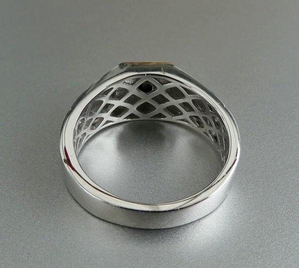 0.55CT NATURAL BLACK DIAMOND MAORI DESIGN 10K SOLID WHITE GOLD RING 6.99gms