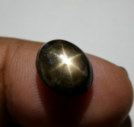 5.97CT UNHEATED OVAL 100% NATURAL 6 RAYS GOLDEN BLACK STAR SAPPHIRE