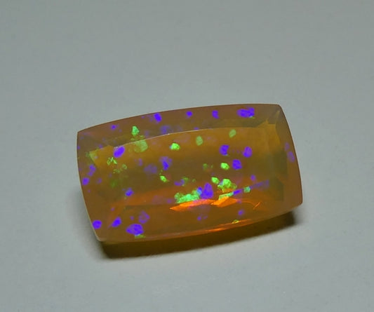 6.63CT UNTREATED RAINBOW FLASHING FACETED CUSHION 100% NATURAL CRYSTAL OPAL