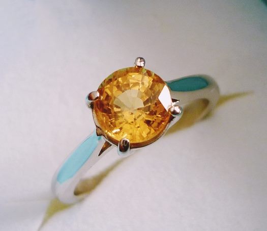 1.30 CT 認定エクセレント イエロー サファイア ソリティア ソリッド プラチナ リング