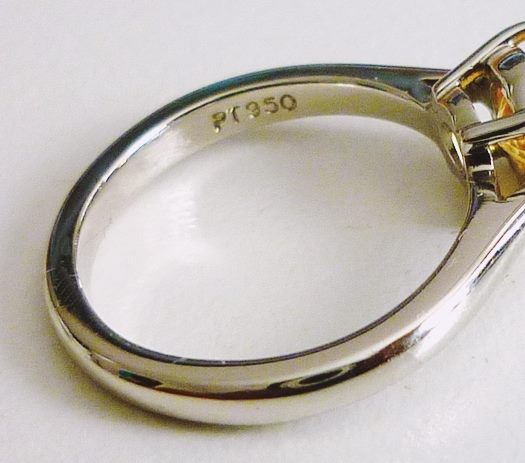 1.30 CT 認定エクセレント イエロー サファイア ソリティア ソリッド プラチナ リング