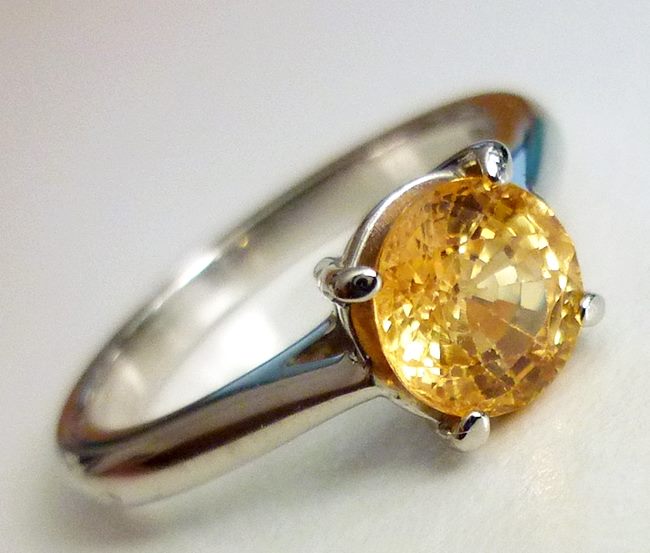 1.30 CT 認定エクセレント イエロー サファイア ソリティア ソリッド プラチナ リング