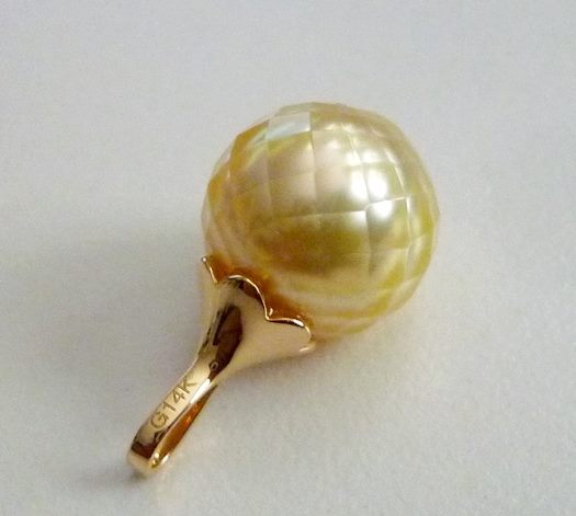 11.10MM GENUINE GOLDEN SOUTH SEA CUSTOM PEARL 14K SOLID YELLOW GOLD PENDANT