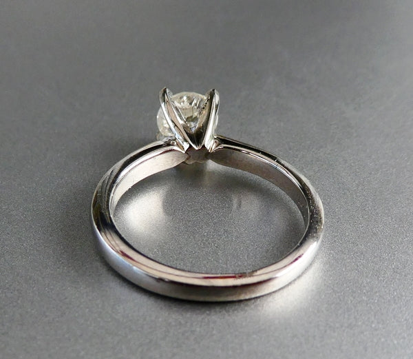 0.66 CT 認定 100% 天然ソリティア ラウンド ダイヤモンド ソリッド プラチナ リング 3.80gr