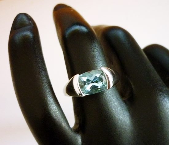 2.20CT 優れたアクアマリン 18K ソリッド ホワイト ゴールド リング