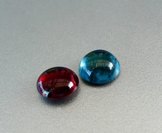 2.61CT EXCELLENT ROUND CAB BLUE & RED BURMESE SPINEL PAIR