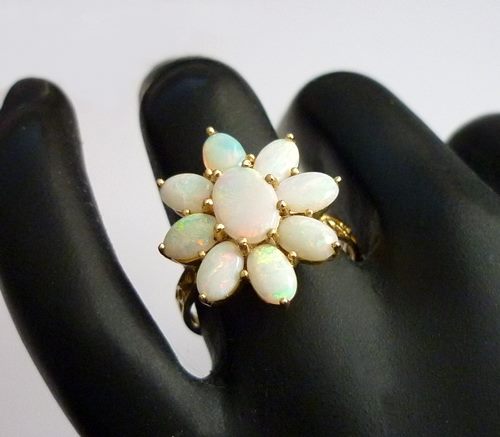 2.70CT GORGEOUS MULTI-COLOUR OPAL 14K SOLID YELLOW GOLD RING