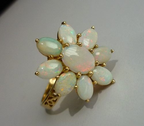 2.70CT GORGEOUS MULTI-COLOUR OPAL 14K SOLID YELLOW GOLD RING