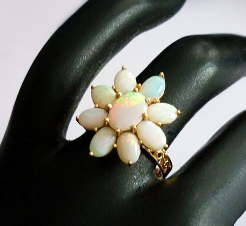 2.70CT GORGEOUS MULTI-COLOUR OPAL 14K SOLID YELLOW GOLD RING