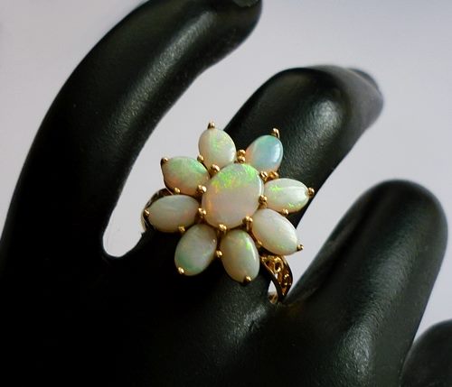 2.70CT GORGEOUS MULTI-COLOUR OPAL 14K SOLID YELLOW GOLD RING