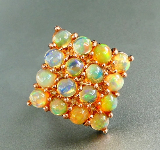 31.00CT 優れた 100% 天然オパール ブラックロジウム 925 スターリングシルバー リング