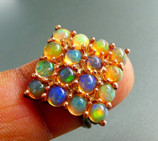 31.00CT 優れた 100% 天然オパール ブラックロジウム 925 スターリングシルバー リング