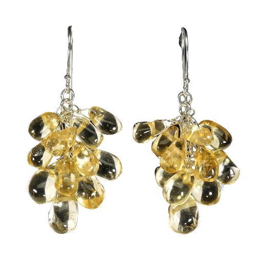 36.60CT UNHEATED 100% NATURAL YELLOW BRIOLETTE CITRINE 925 STERLING SILVER EARRINGS