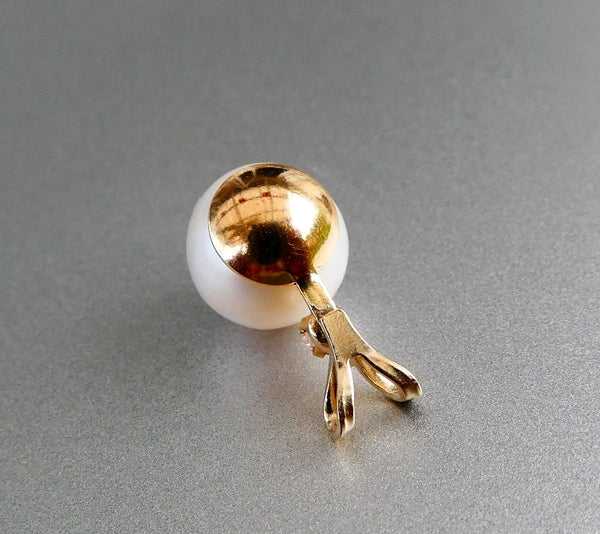 8.0MM GENUINE AKOYA CULTURED PEARL & DIAMONDS 14K SOLID YELLOW GOLD PENDANT