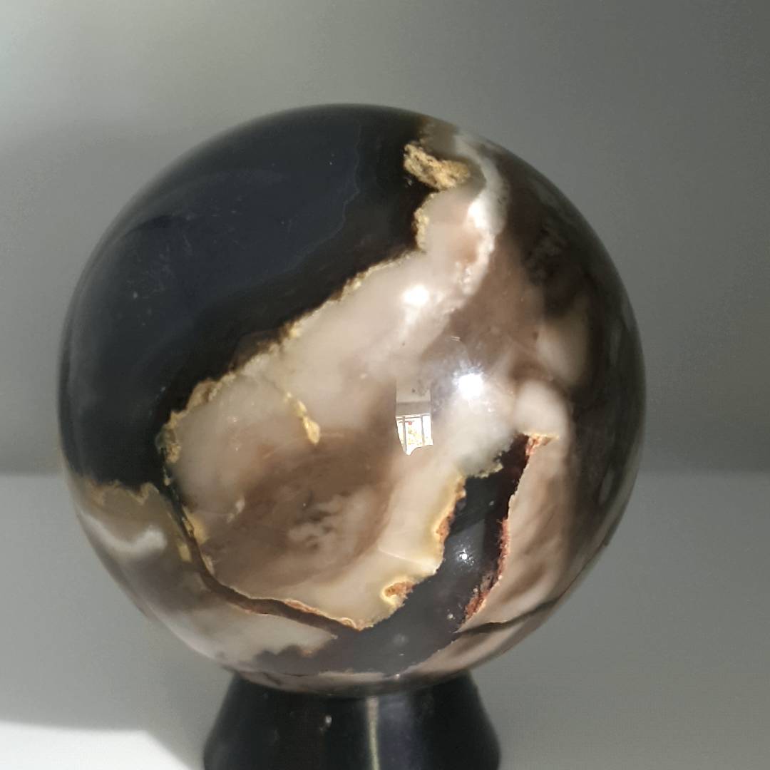 NATURAL VOLCANO AGATE SPHERE WITH DRUZY