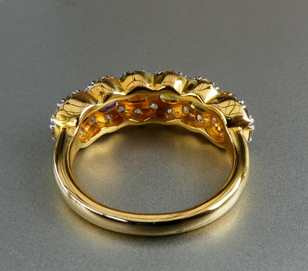 STUNNING NATURAL MULTI-COLOUR SAPPHIRE &amp; WHITE TOPAZ 925 SILVER RING