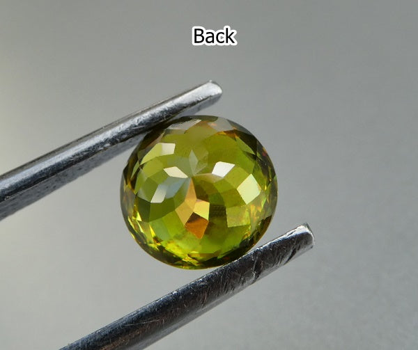 2.23CT SPLENDID ROUND IRIDESCENT 100% NATURAL YELLOWISH GREEN SPHENE TITANITE