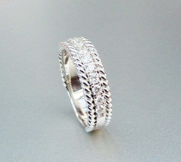 0.65CT EXCELLENT 100% NATURAL DIAMOND 925 STERLING SILVER PAVE RING