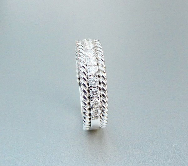 0.65CT EXCELLENT 100% NATURAL DIAMOND 925 STERLING SILVER PAVE RING