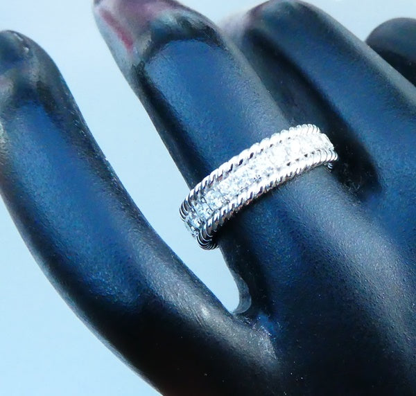 0.65CT EXCELLENT 100% NATURAL DIAMOND 925 STERLING SILVER PAVE RING