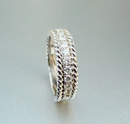 0.65CT EXCELLENT 100% NATURAL DIAMOND 925 STERLING SILVER PAVE RING