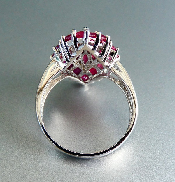 25.25CT BEAUTIFUL 100% NATURAL RED RUBY 925 STERLING SILVER RING