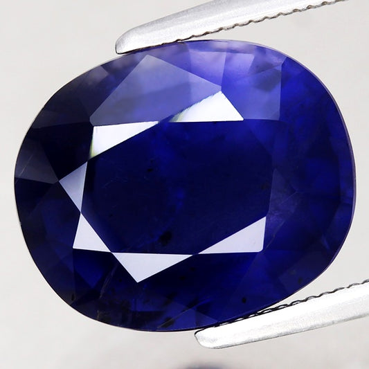 3.87CT UNTREATED BEAUTIFUL HUGE OVAL 100% NATURAL INK BLUE IOLITE