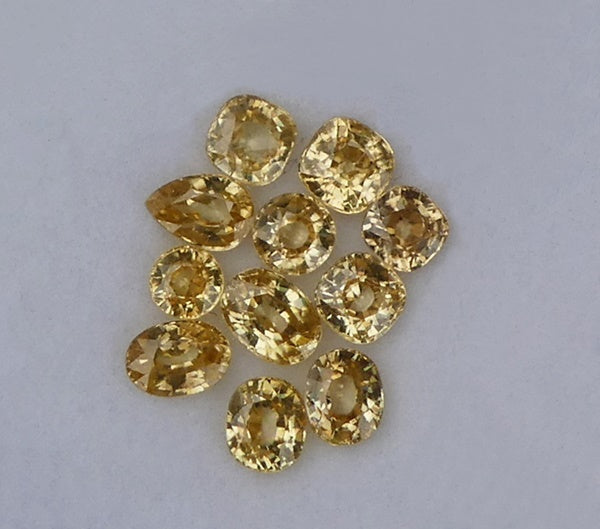 6.91CT EXCELLENT MIXED CUT 100% NATURAL BRIGHT YELLOW ZIRCON LOT