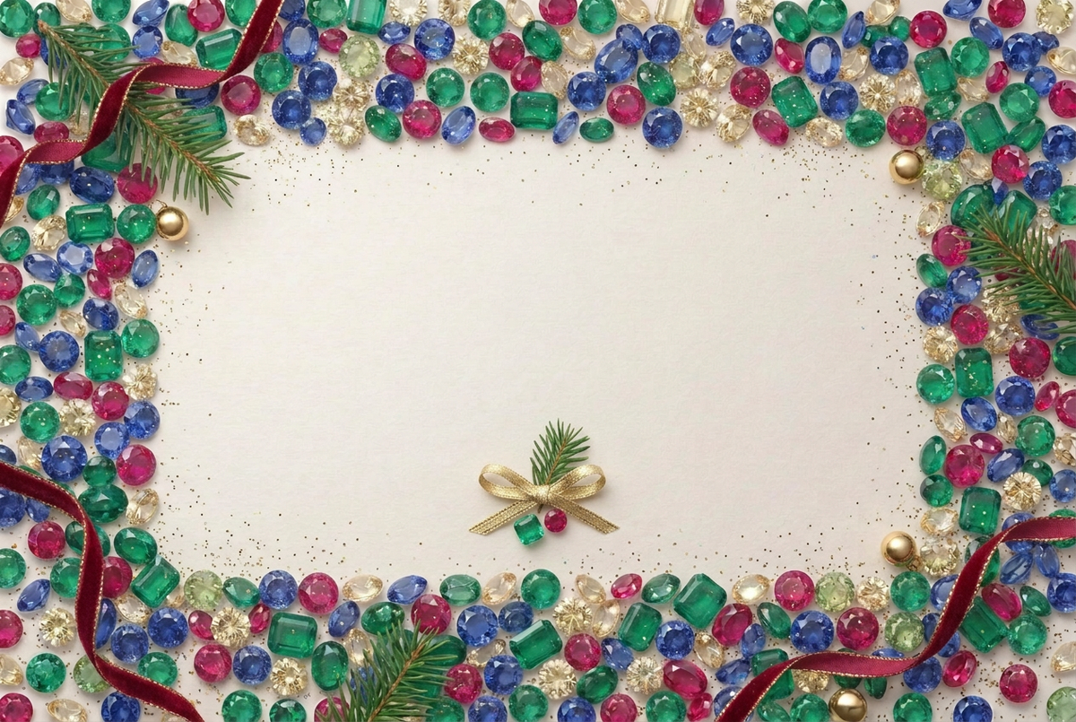 Christmas gemstone banner with a subtle central accent
