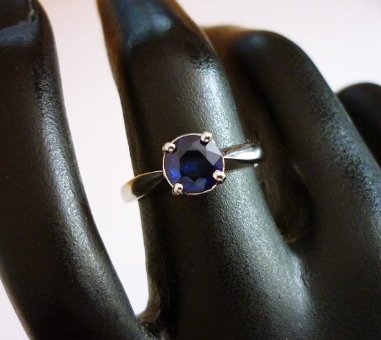 1.05 CT 認定済み優れた 100% 天然ブルー サファイア ソリティア ソリッド プラチナ リング $3350
