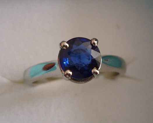 1.05 CT 認定済み優れた 100% 天然ブルー サファイア ソリティア ソリッド プラチナ リング $3350