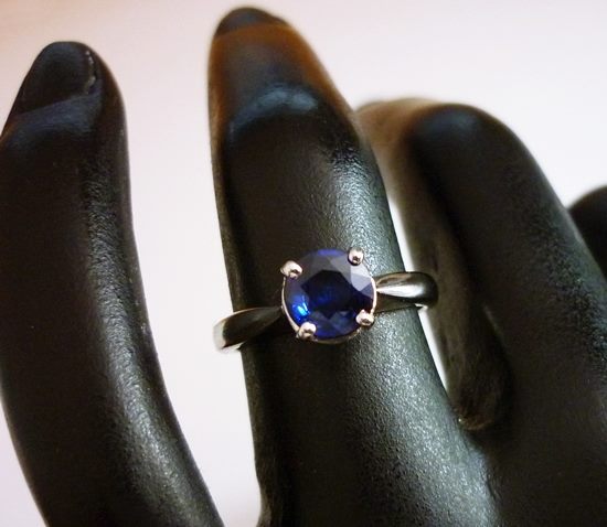 1.05 CT 認定済み優れた 100% 天然ブルー サファイア ソリティア ソリッド プラチナ リング $3350