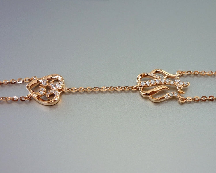 0.25 カラットの美しい「アッラー」 100% 天然ダイヤモンド クラスター 18K ソリッド ローズ ゴールド ブレスレット 3.55 グラム
