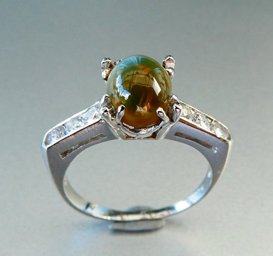 2.10 CT 優れた 100% 天然クリスベリル キャッツアイ &amp; 0.25 CT ダイヤモンド ソリッド プラチナ リング