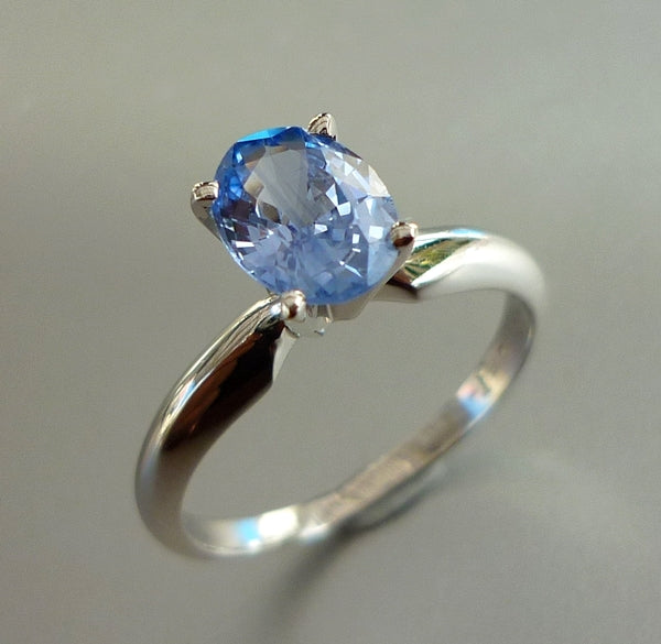 1.41CT EXCELLENT 100% NATURAL CERTIFIED CEYLON BLUE SAPPHIRE SOLITAIRE SOLID PLATINUM RING