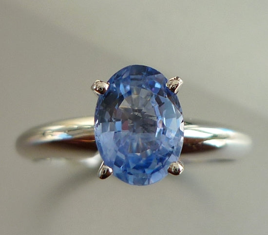 1.41CT EXCELLENT 100% NATURAL CERTIFIED CEYLON BLUE SAPPHIRE SOLITAIRE SOLID PLATINUM RING