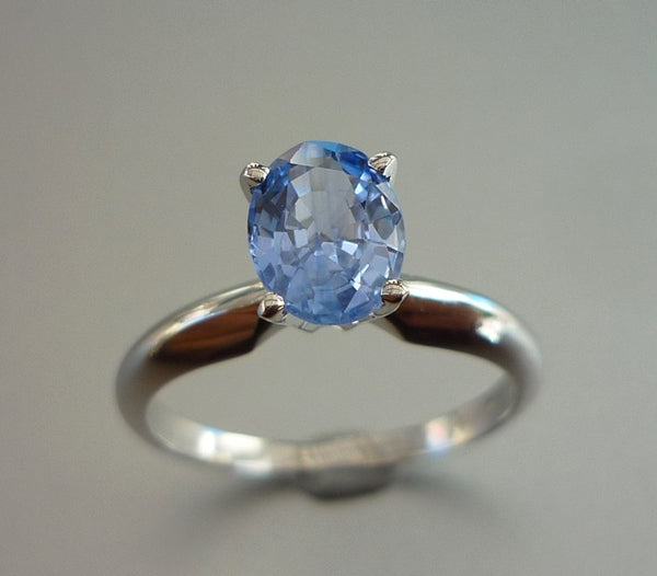 1.41CT EXCELLENT 100% NATURAL CERTIFIED CEYLON BLUE SAPPHIRE SOLITAIRE SOLID PLATINUM RING