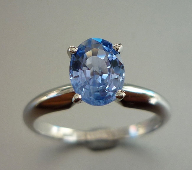 1.41CT EXCELLENT 100% NATURAL CERTIFIED CEYLON BLUE SAPPHIRE SOLITAIRE SOLID PLATINUM RING
