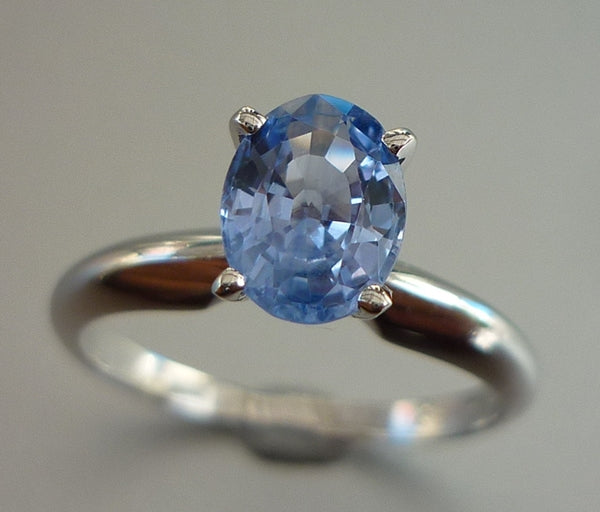 1.41CT EXCELLENT 100% NATURAL CERTIFIED CEYLON BLUE SAPPHIRE SOLITAIRE SOLID PLATINUM RING