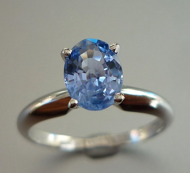1.41CT EXCELLENT 100% NATURAL CERTIFIED CEYLON BLUE SAPPHIRE SOLITAIRE SOLID PLATINUM RING