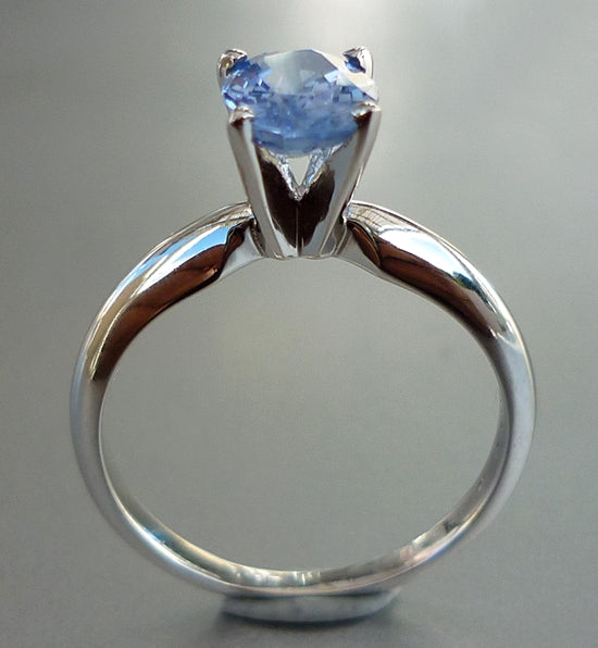 1.41CT EXCELLENT 100% NATURAL CERTIFIED CEYLON BLUE SAPPHIRE SOLITAIRE SOLID PLATINUM RING