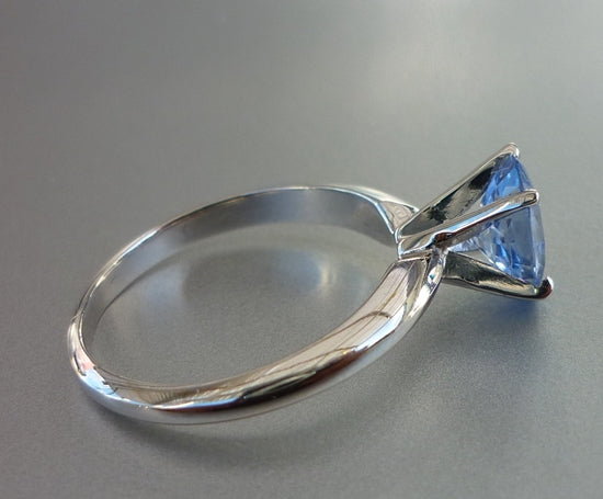 1.41CT EXCELLENT 100% NATURAL CERTIFIED CEYLON BLUE SAPPHIRE SOLITAIRE SOLID PLATINUM RING
